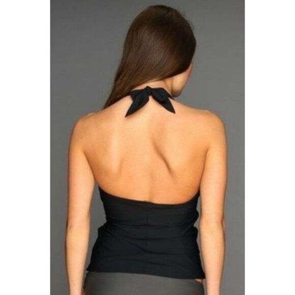 SPANX Whittle Waistline Draped Tankini Swimsuit Top In Black Size 10 - Picture 3 of 9